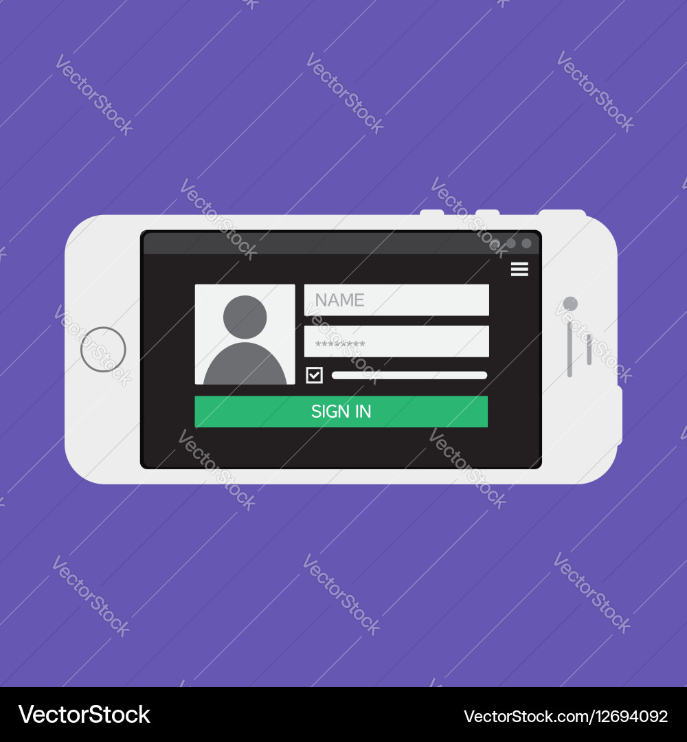 Web template of smartphone login form Vector Image