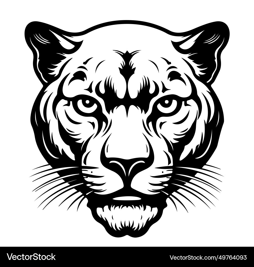 Black panther face logo hand drawn sketch vector image