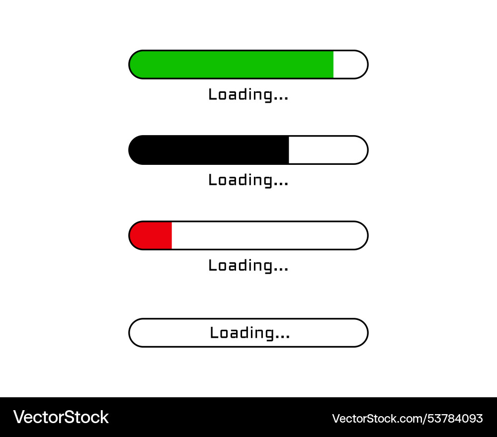 Collection loading bar status icon set of loaded Collection loading bar status icon set of loaded vector image