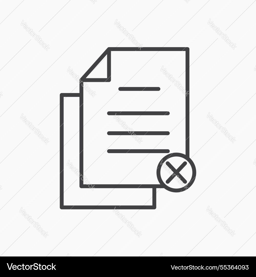Delete document icon isolated in black line Delete document icon isolated in black line vector image