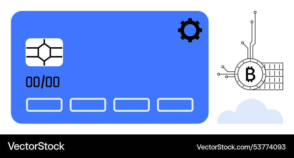 Digital currency credit card with blockchain Digital currency credit card with blockchain vector image