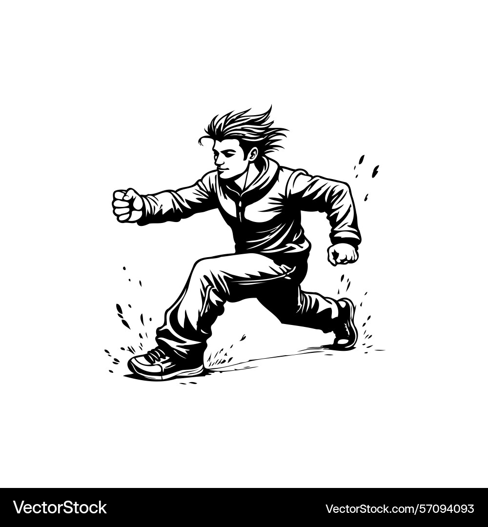 Dynamic monochrome of a man running Vector Image