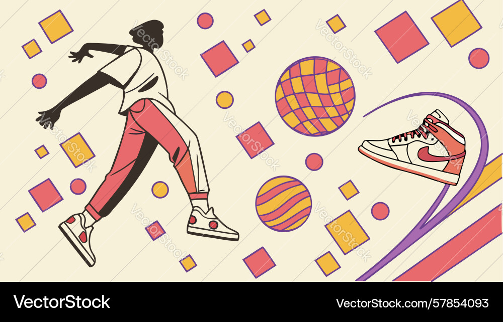 Dynamic runner colorful abstract geometric Vector Image