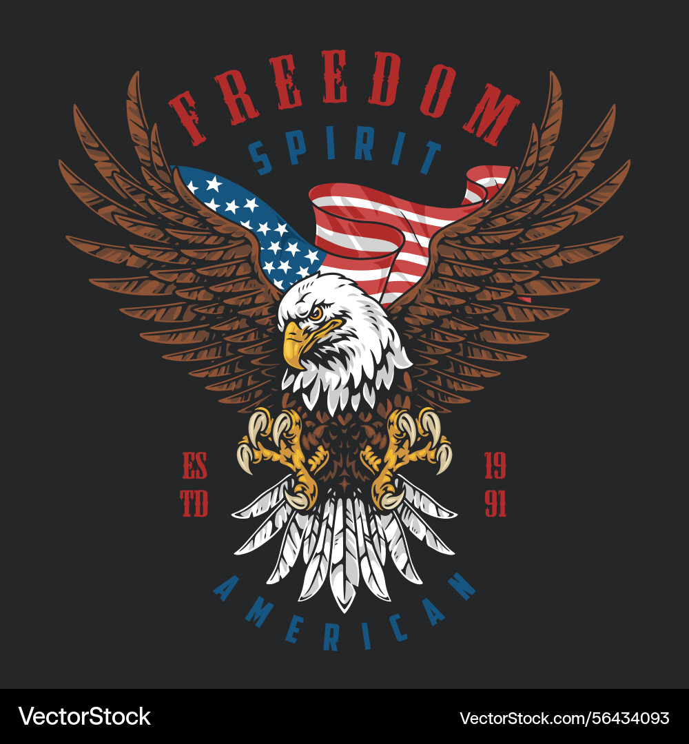 Freedom spirit design with eagle and flag details Freedom spirit design with eagle and flag details Vector Image