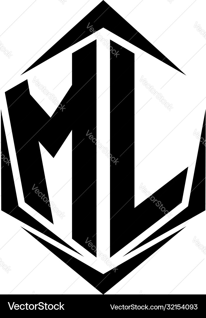 Initial ml logo design with shield style Initial ml logo design with shield style Vector Image