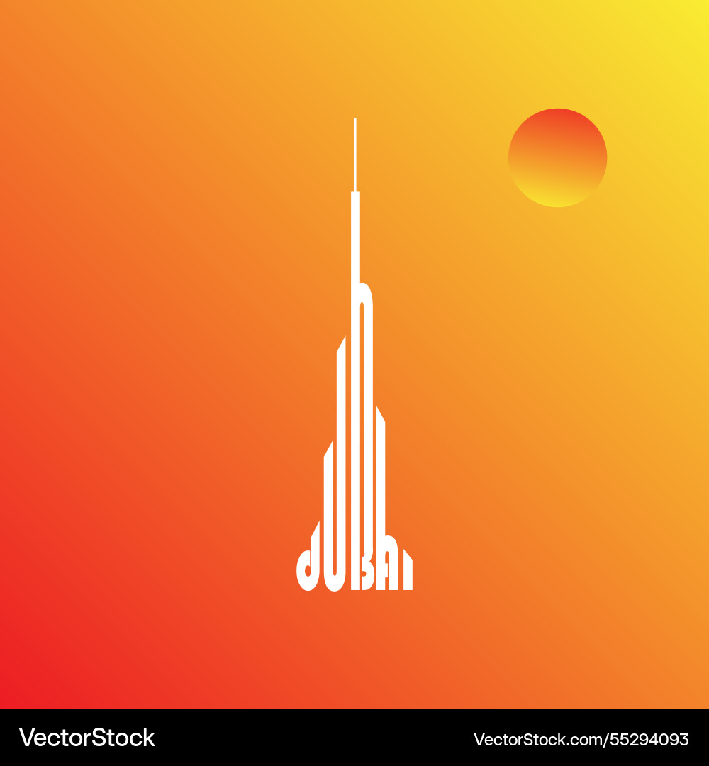 Line art of dubai in warm colors Line art of dubai in warm colors vector image