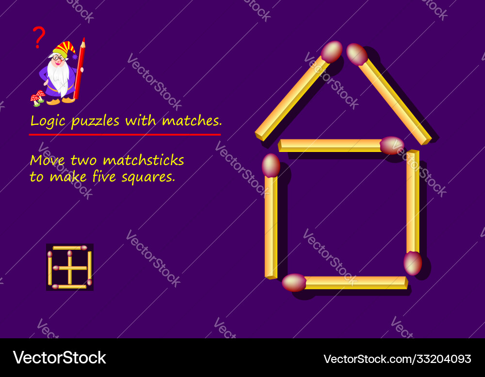 Logical puzzle game with matches need to move two Logical puzzle game with matches need to move two vector image