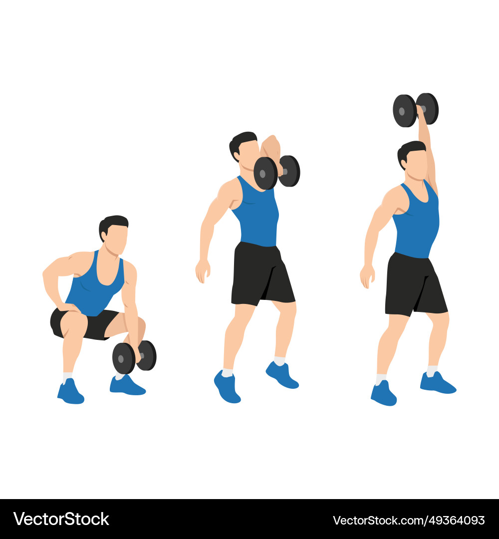 Man doing one arm dumbbell snatch exercise Man doing one arm dumbbell snatch exercise vector image