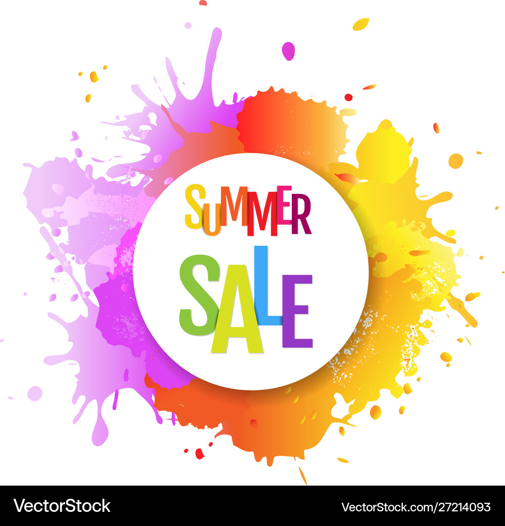 Sale banner with color text blobs vector image