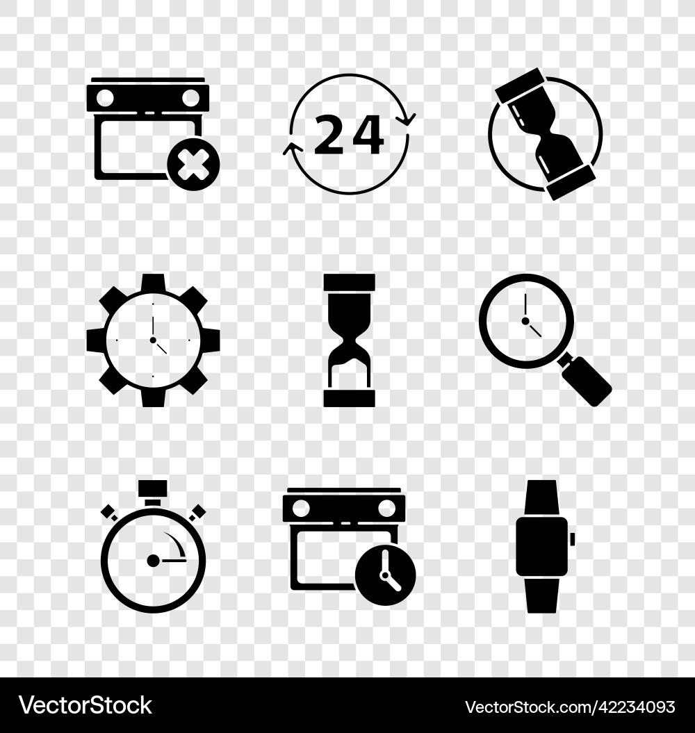 Set calendar date delete clock 24 hours old Set calendar date delete clock 24 hours old vector image