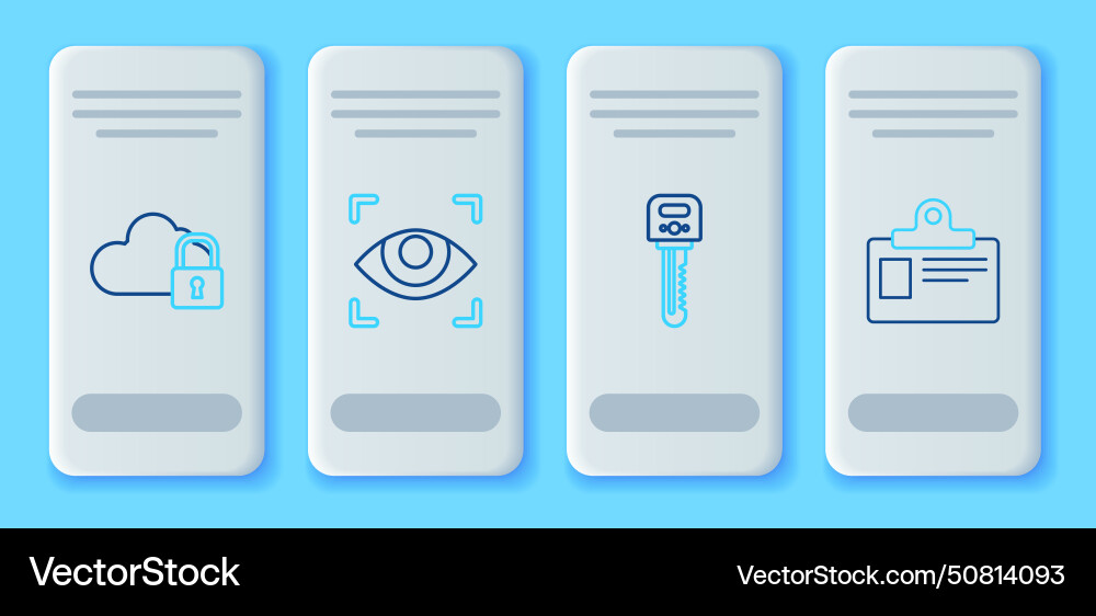 Set line eye scan key cloud computing lock Set line eye scan key cloud computing lock vector image