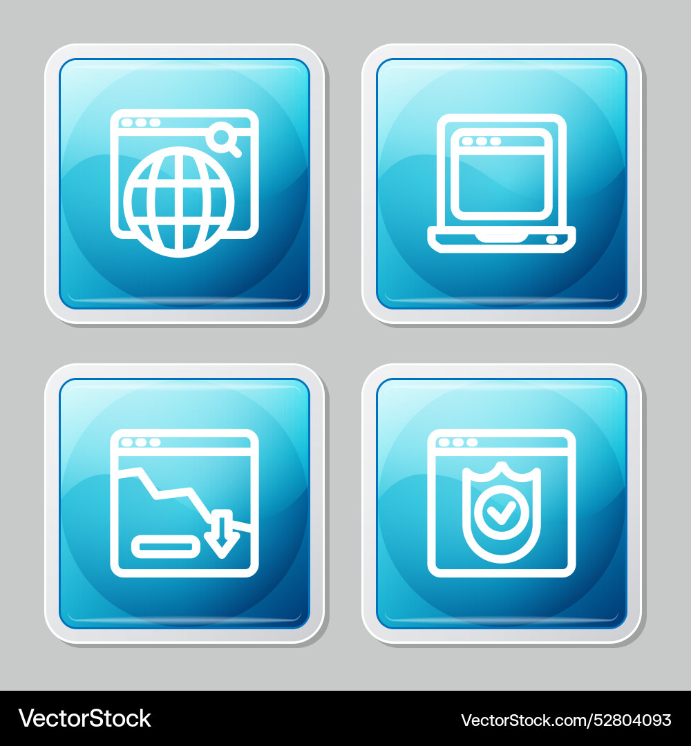Set line search engine laptop with browser window Set line search engine laptop with browser window vector image