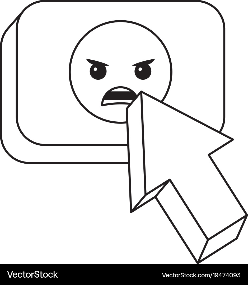 Speech bubble with angry emoji and pointer vector image