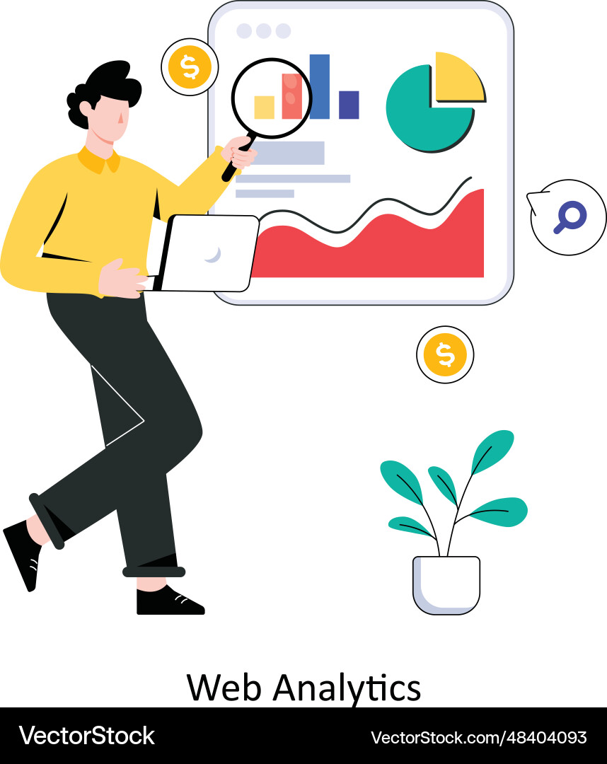 Web analytics flat style design vector image