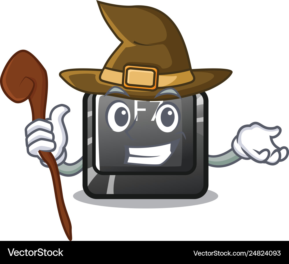 Witch f7 button installed in computer cartoon vector image