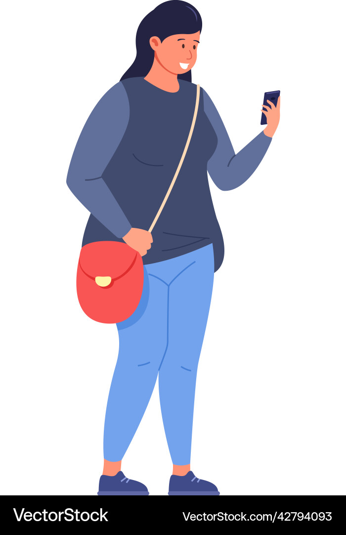 Young woman checking social media outdoors person Young woman checking social media outdoors person vector image