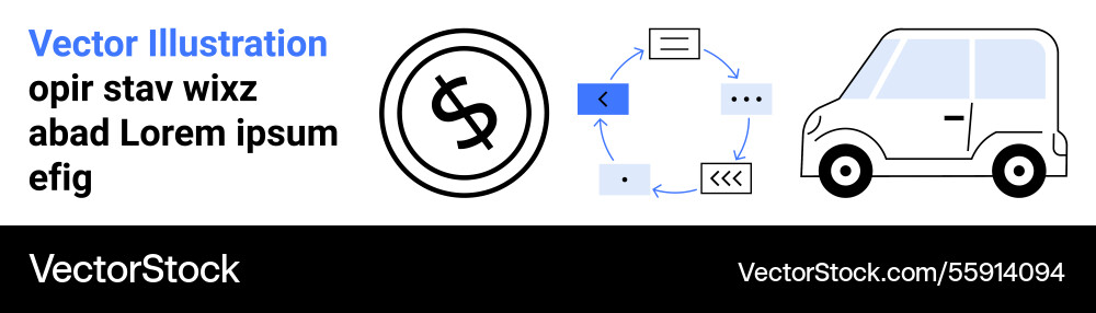 Circular workflow diagram with dollar sign icon Vector Image