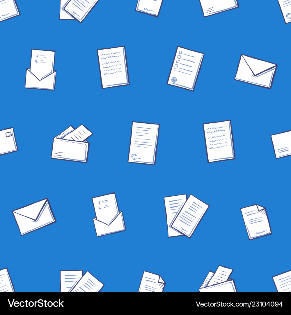 Contract pages and envelope seamless pattern icons vector image