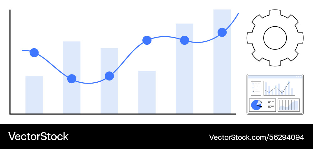 Data analytics with line graph bar chart Vector Image