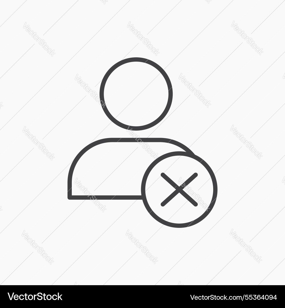 Delete user icon isolated in black line vector image