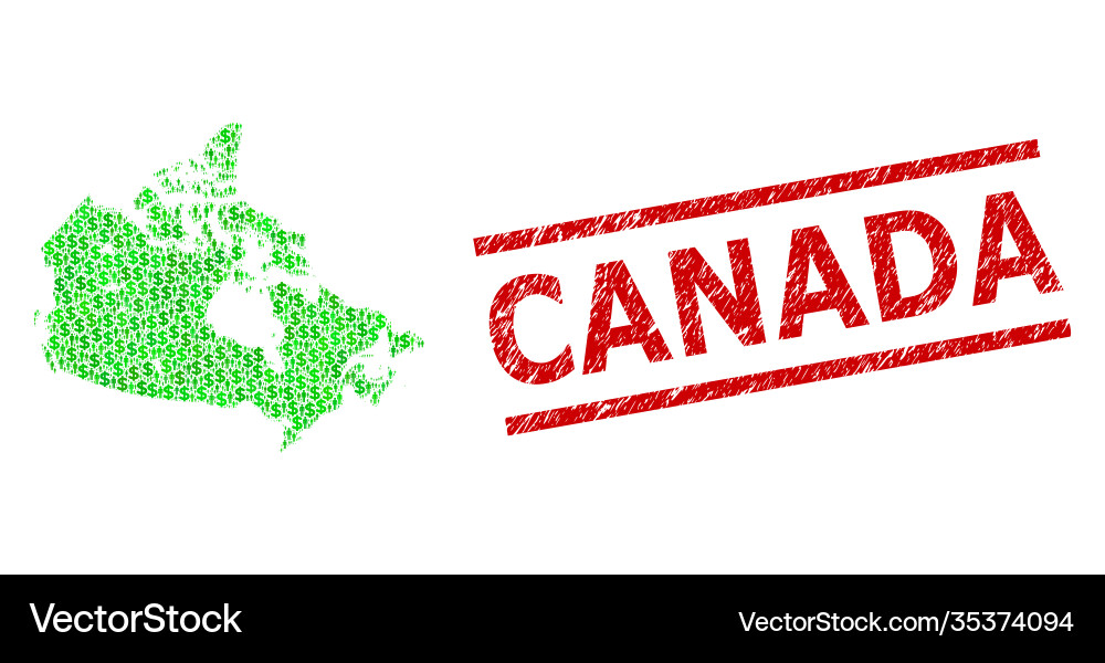 Distress canada stamp imitation and green people Distress canada stamp imitation and green people vector image