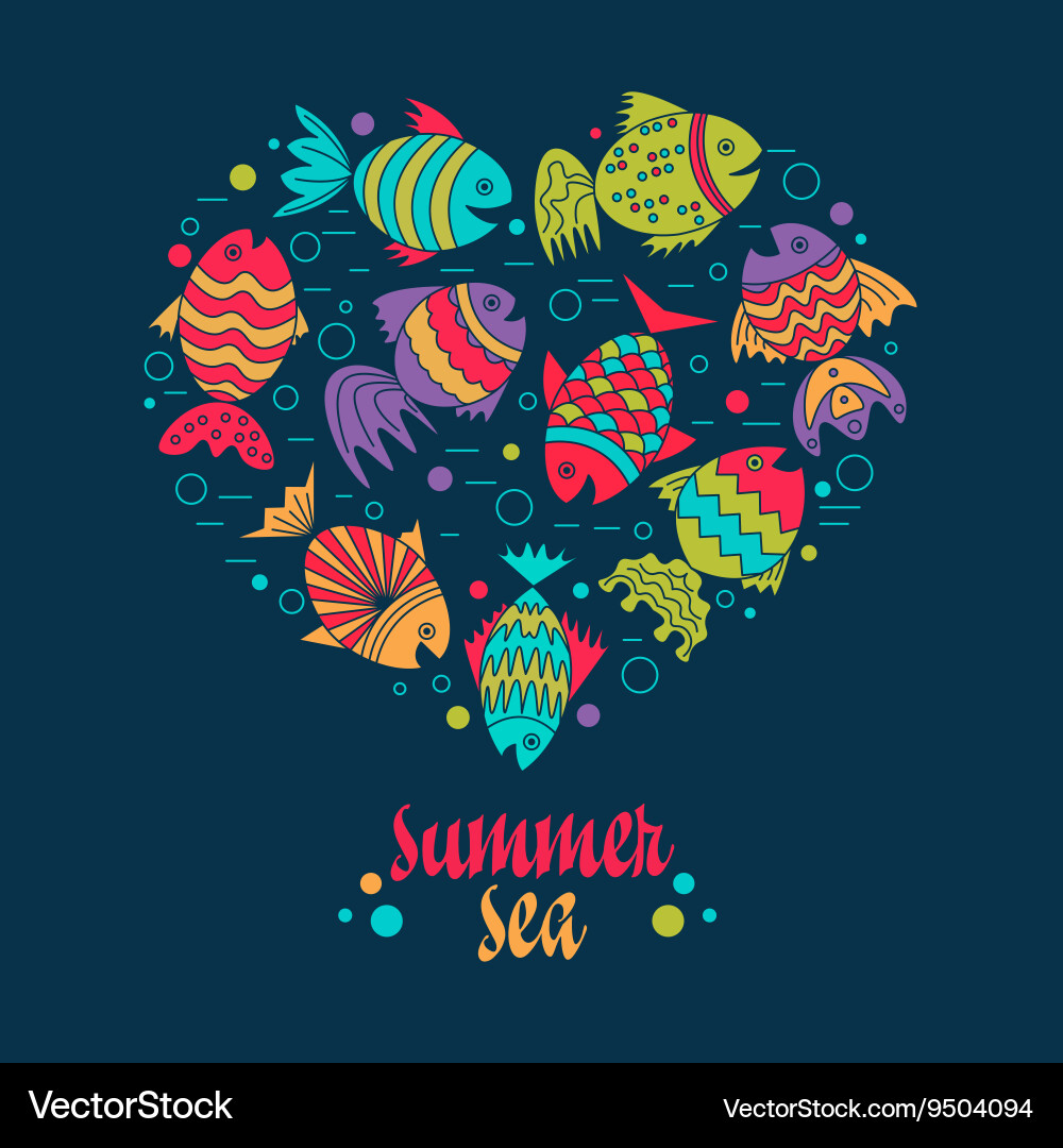 Frame for text with fish vector image