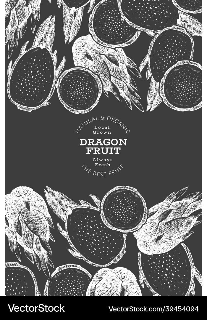 Handgezeichnete Drachenfrucht Design Template bio Handgezeichnete Drachenfrucht Design Template bio vektorbild
