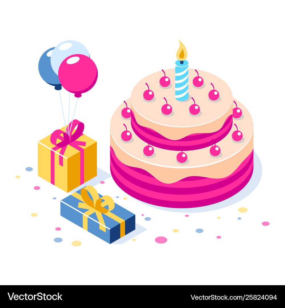 Happy birthday 3d concept cake Happy birthday 3d concept cake Vector Image