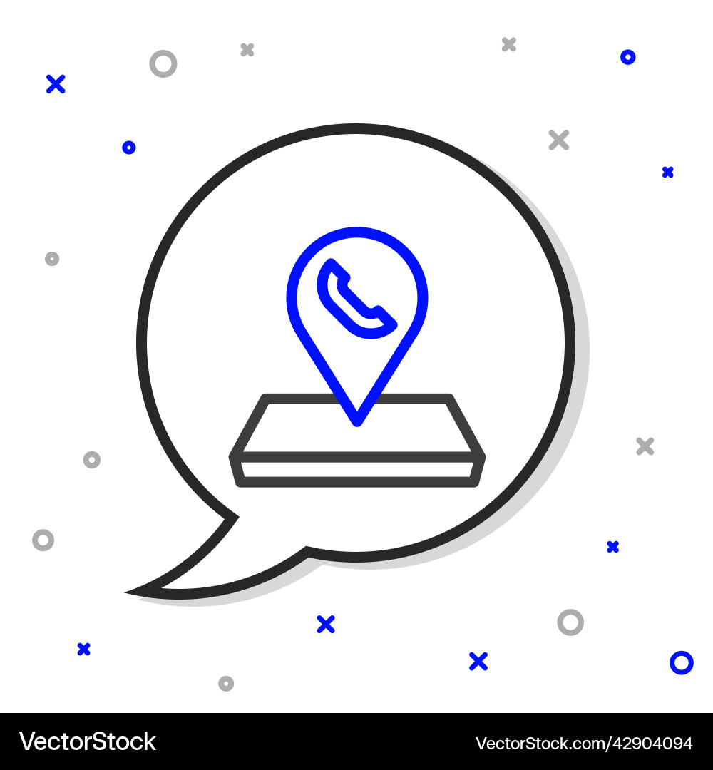 Line map pointer with telephone or communication Line map pointer with telephone or communication vector image