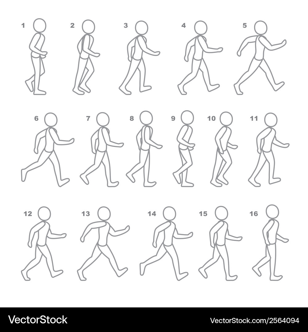 Man Walking Sequence - Walking Phases Vector Image