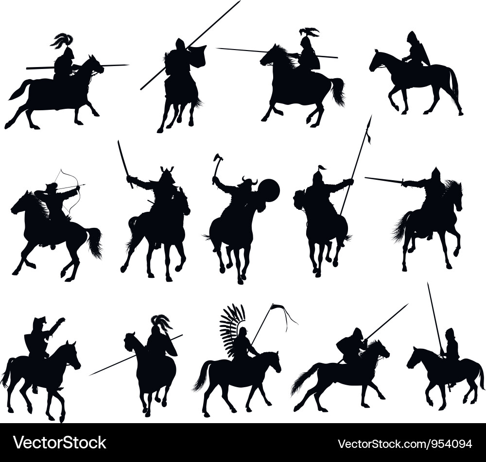 Medieval Knights Silhouettes vector image