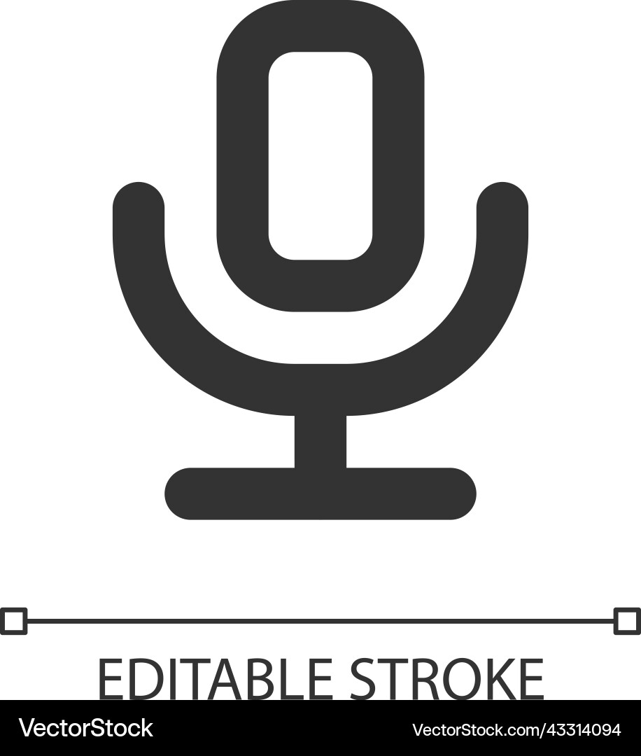 Microphone pixel perfect linear ui icon Vector Image
