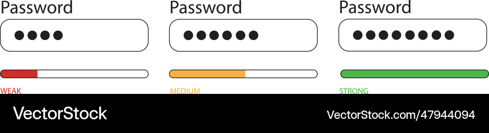 Password weak medium and strong interface Password weak medium and strong interface vector image