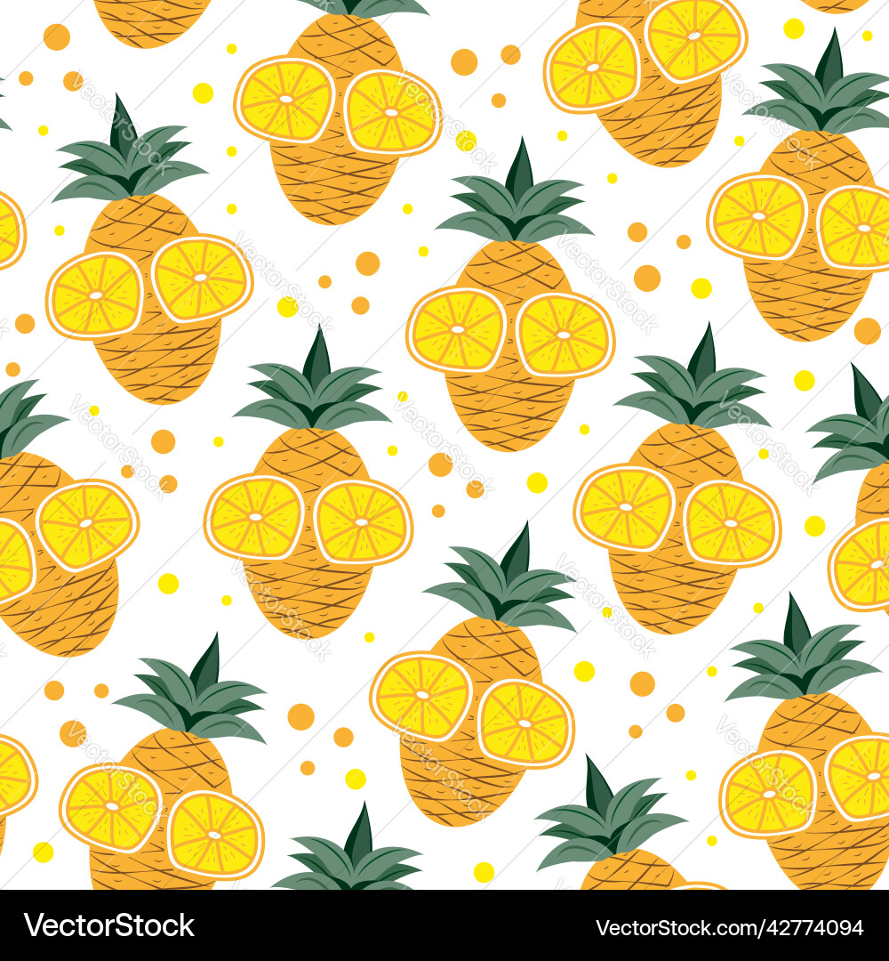 Pineapple seamless pattern with lemon slice Pineapple seamless pattern with lemon slice Vector Image