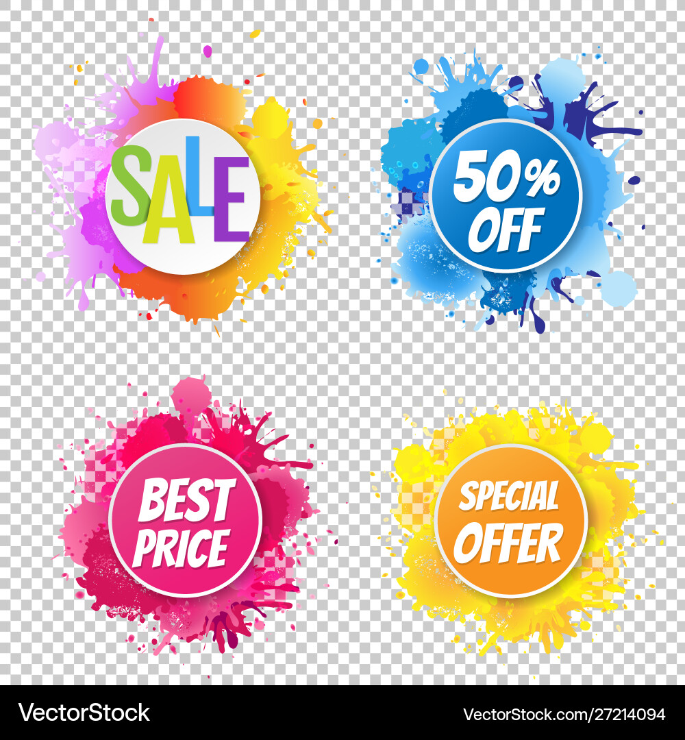 Sale banner with color text blobs vector image