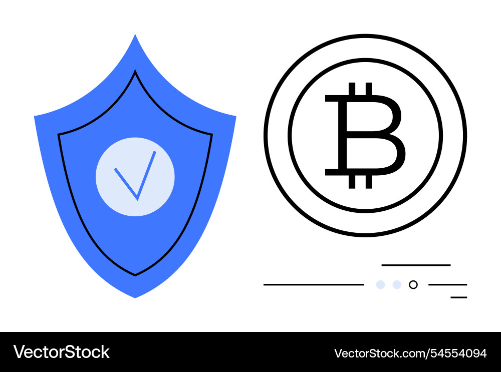 Security shield and bitcoin symbol representing Security shield and bitcoin symbol representing vector image