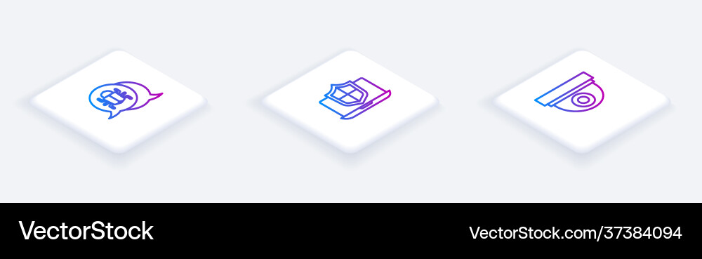 Set isometric line system bug laptop protected Set isometric line system bug laptop protected vector image