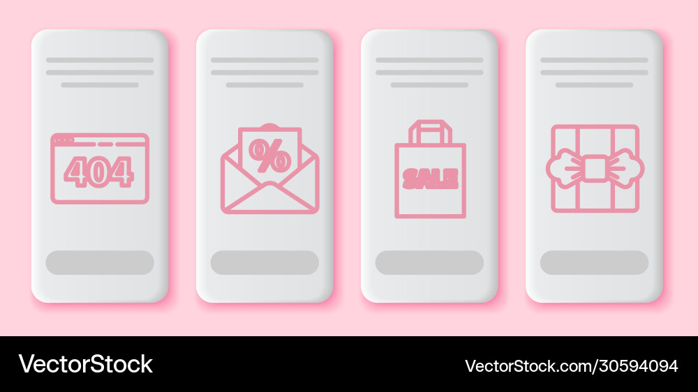 Set line page with a 404 error envelope Set line page with a 404 error envelope vector image