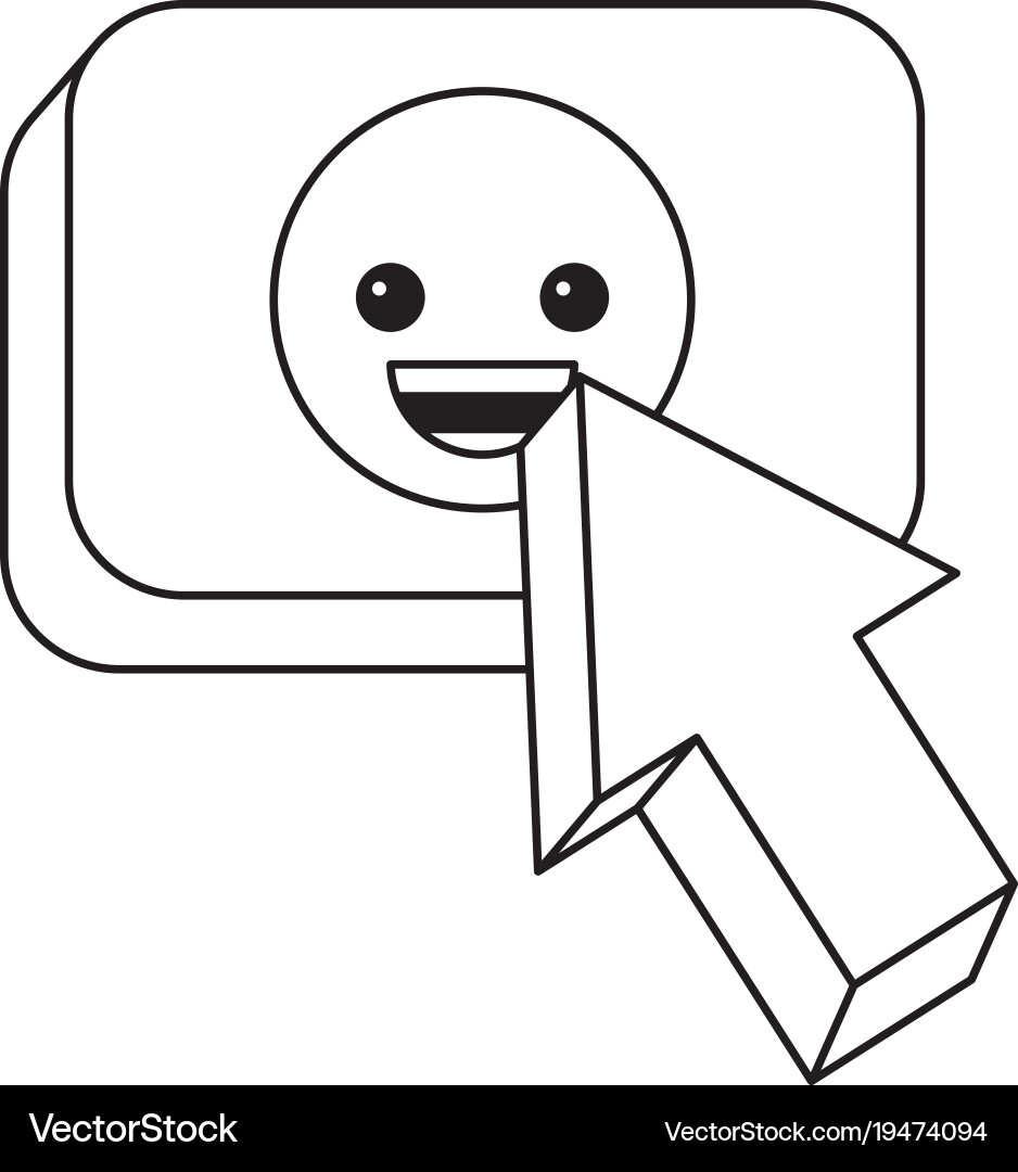 Speech bubble with happy emoji and pointer vector image