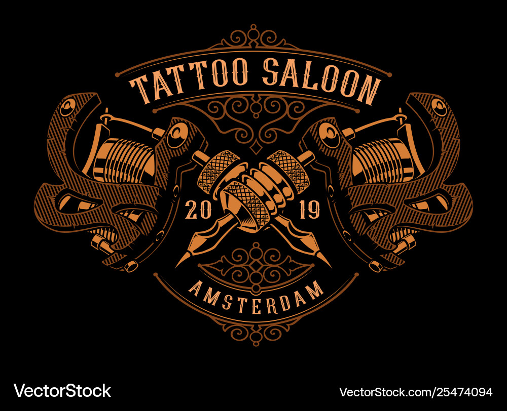 Vintage tattoo machines vector image