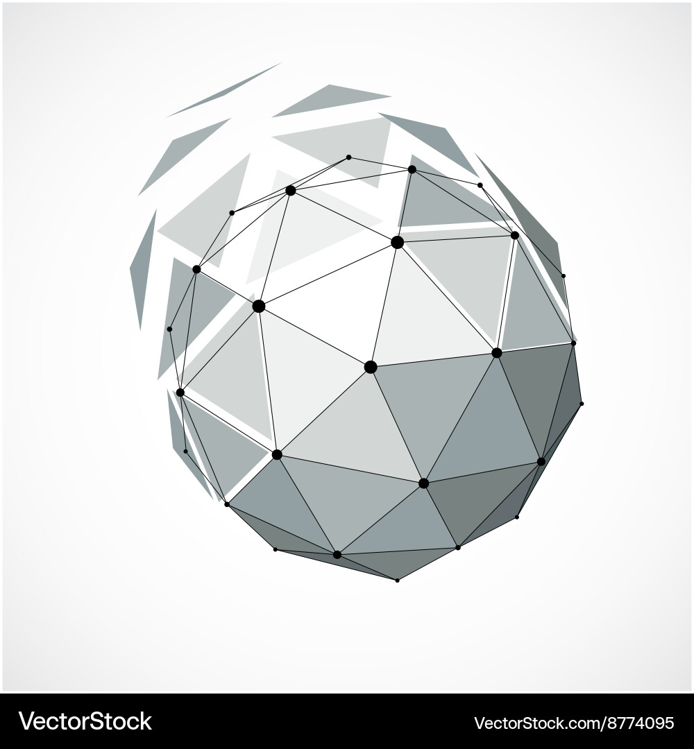 3d low poly spherical object with black connected vector image