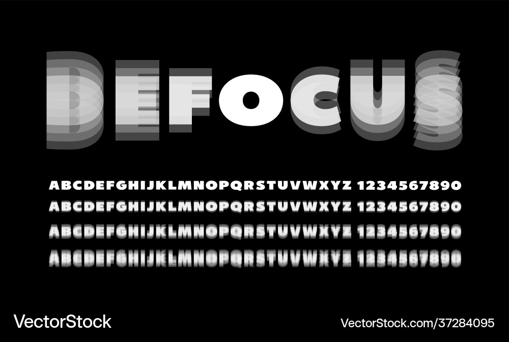 Alphabet and numbers with out focus effect Alphabet and numbers with out focus effect vector image
