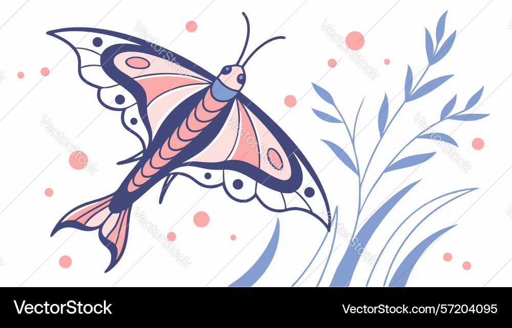 Artistic moth with intricate wing patterns design vector image