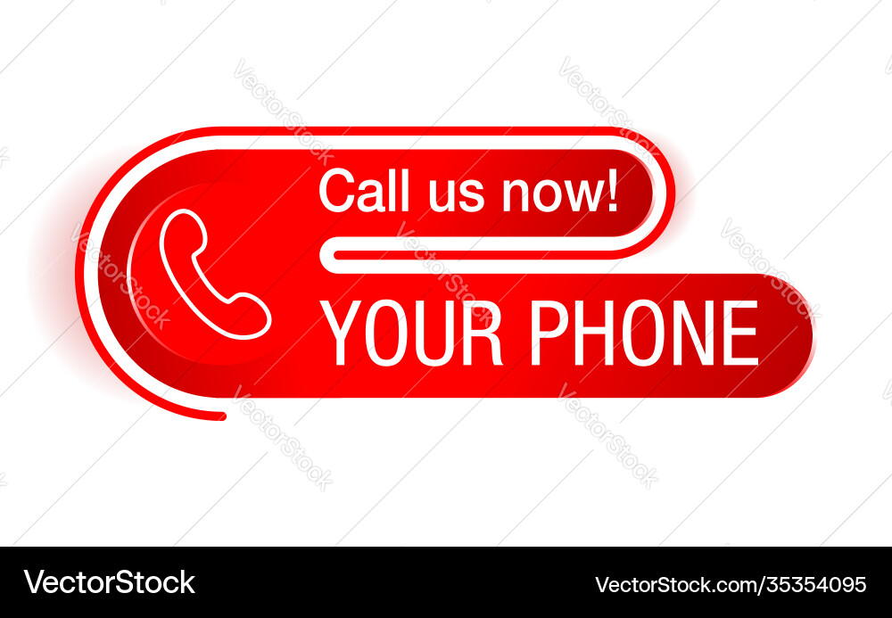 Call us red rounded button for phone number vector image