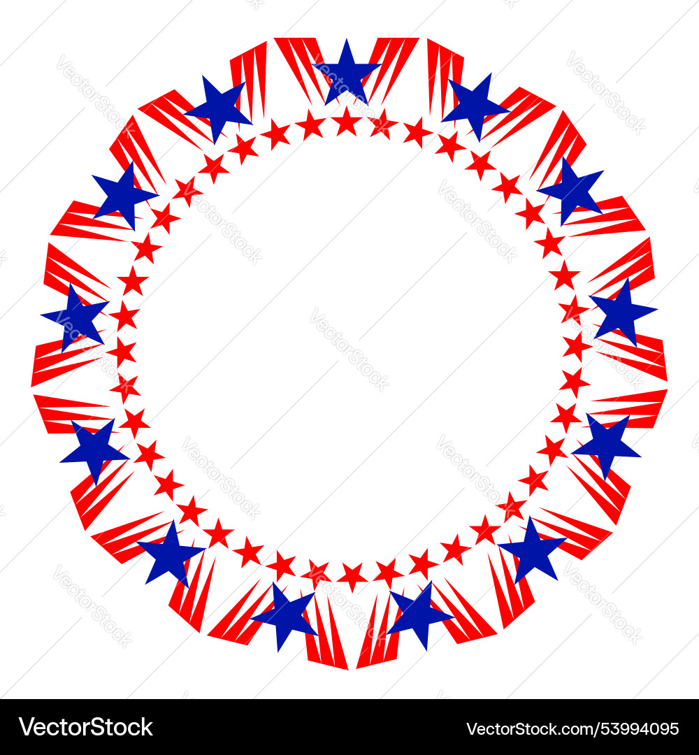 Circle frame with elements of symbols us flag Circle frame with elements of symbols us flag vector image