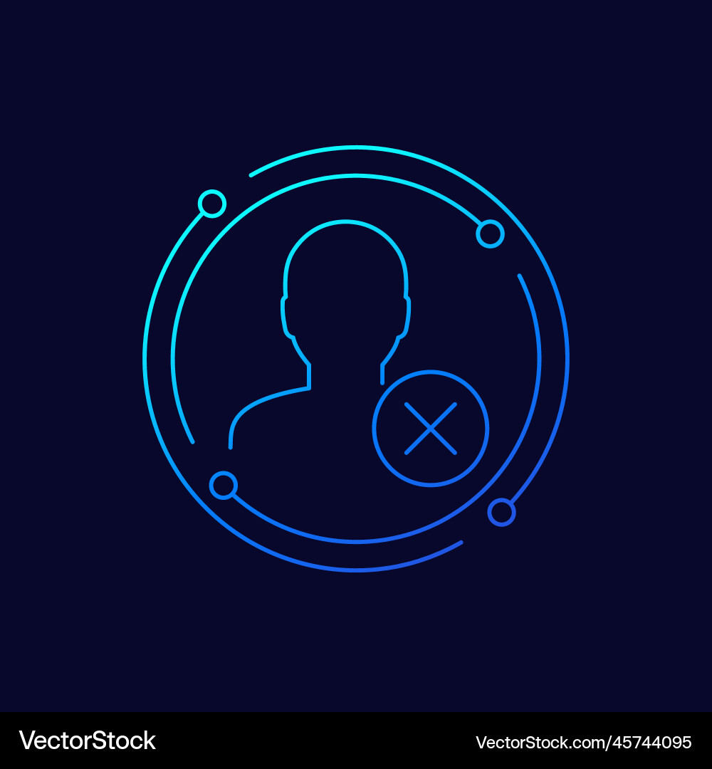 Delete profile icon erase personal data linear vector image