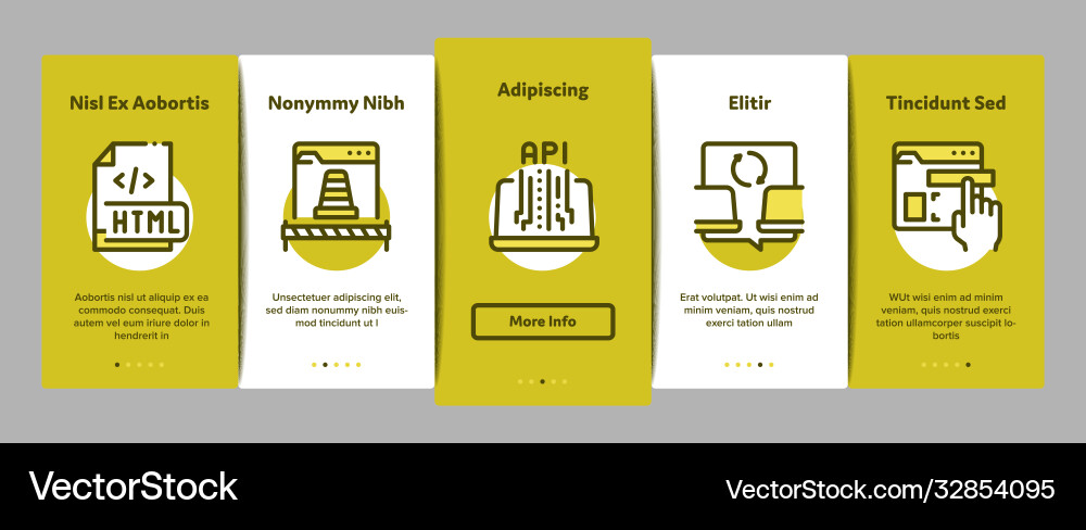 Front end development onboarding elements icons Front end development onboarding elements icons vector image