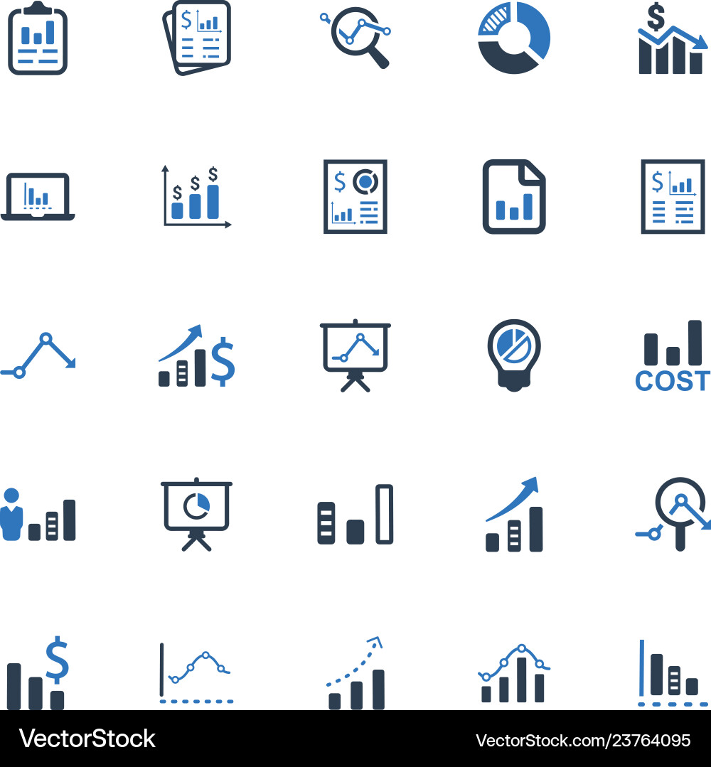 Graph and diagram icons Vector Image