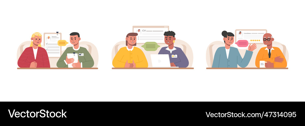 Job interview set of about dialogue Vector Image