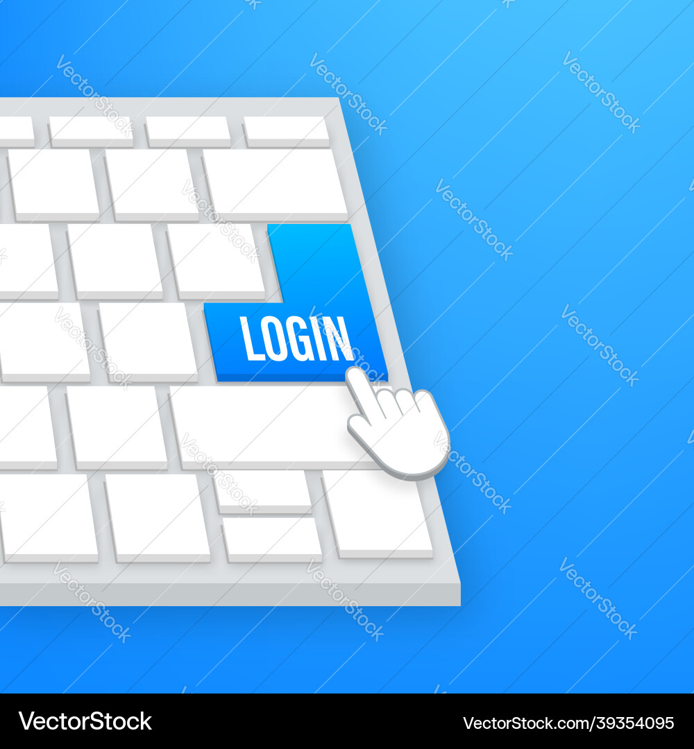 Login button on keaboard web banner arrow Login button on keaboard web banner arrow Vector Image
